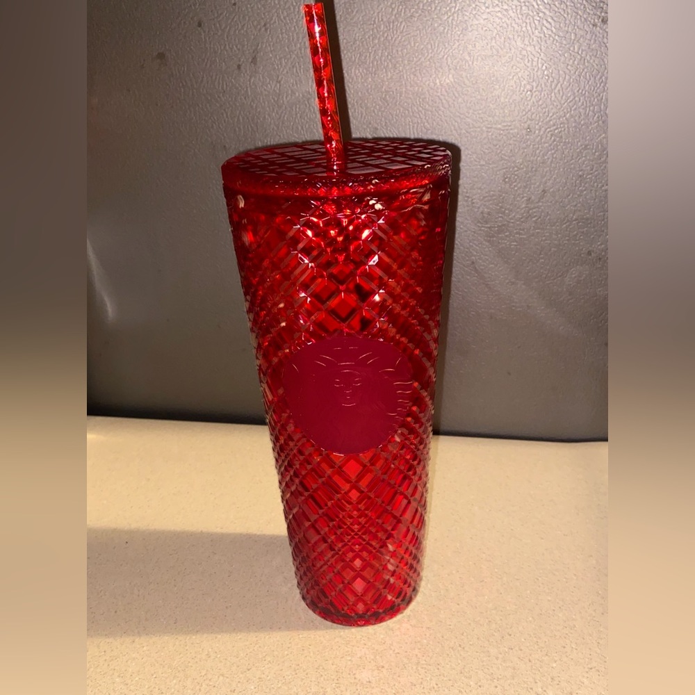 Starbucks 2021 Winter Holiday Red Jeweled Tumbler Cold Cup 24oz Christmas